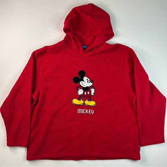 VTG 90s Disney Character Fashions Mickey Mouse Sweatshirt Adult L Hoodie Fuzzy - Picture 1 of 7